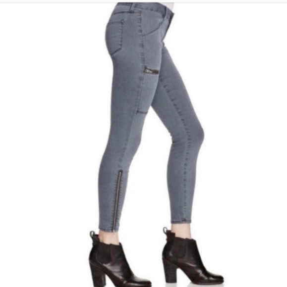 Pistola Anthropologie Topanga Cargo Zipper Moto Skinny Jeans Gray Crop. Size 30 - Picture 1 of 8